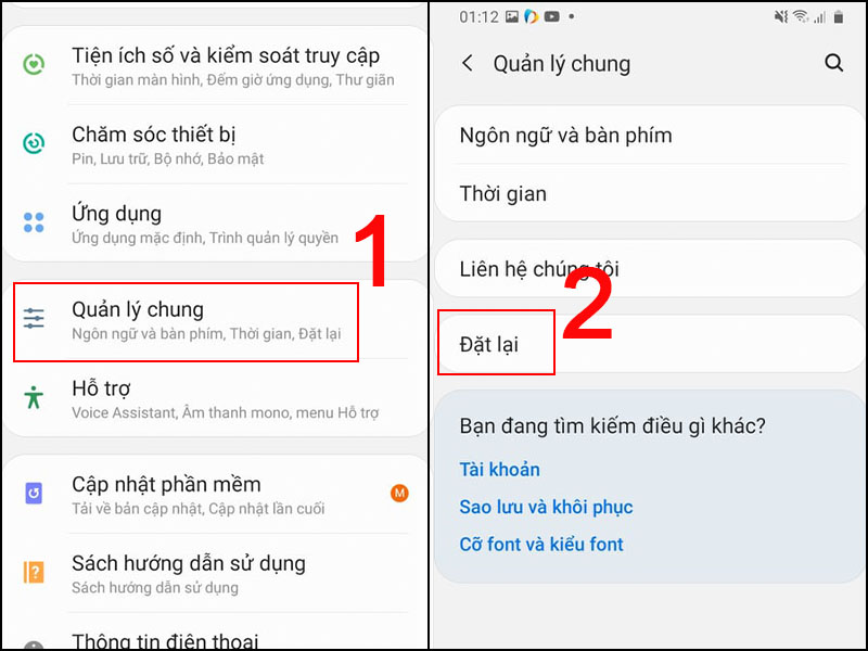 Đặt lại tất cả cài đặt